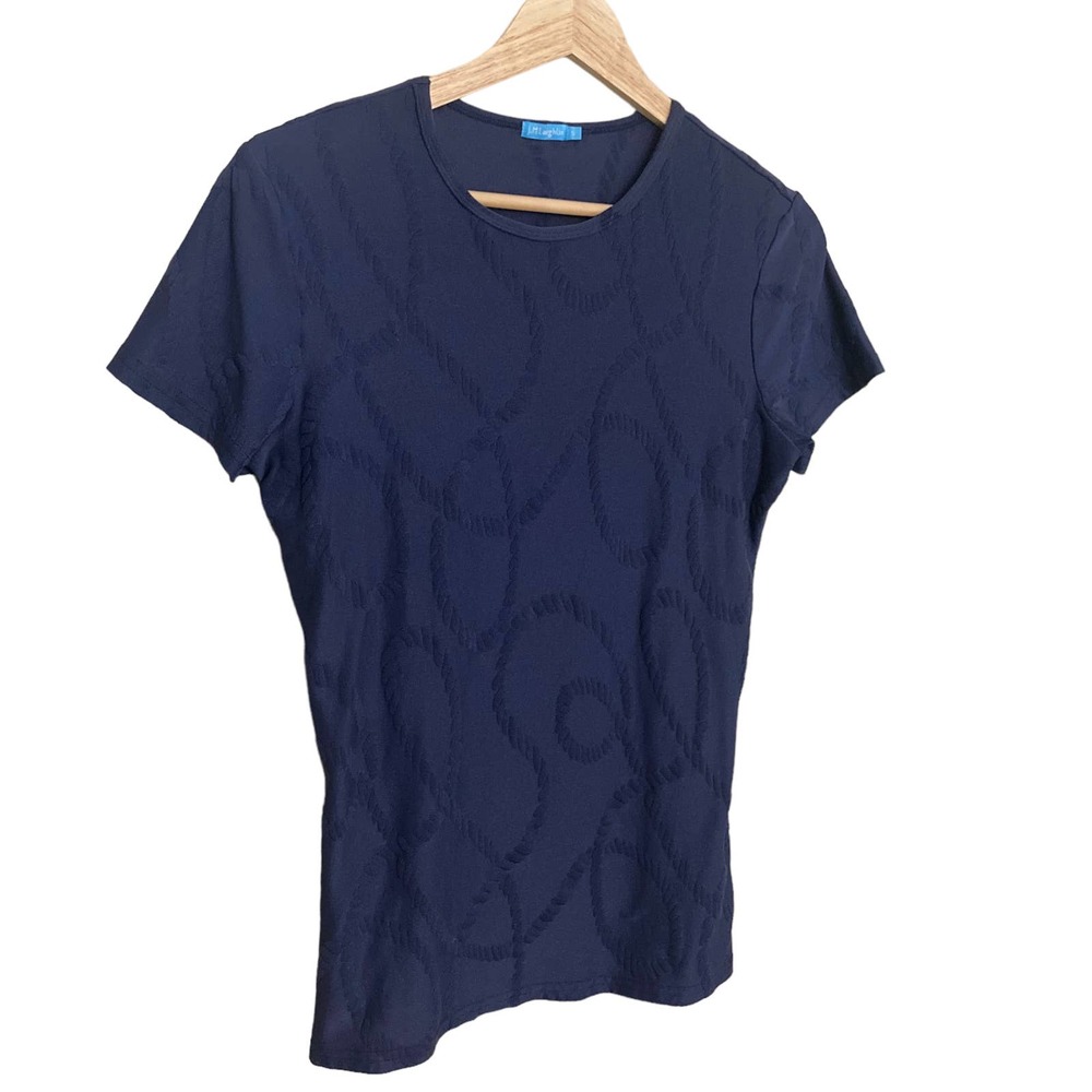 J. Mclaughlin Nautical Rope Tee Navy Blue Small Short Sleeve Nylon